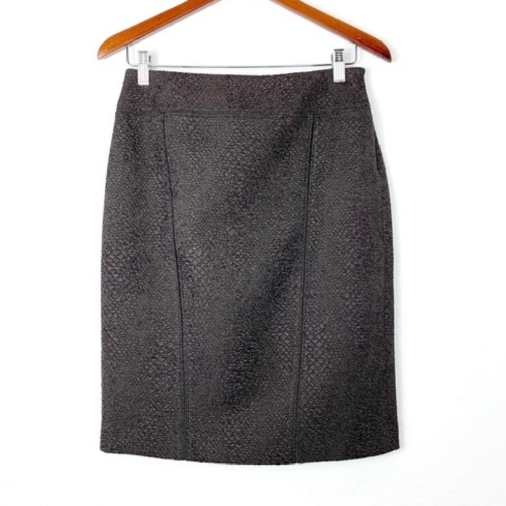 Tahari Texture Pencil Skirt Brown Sm